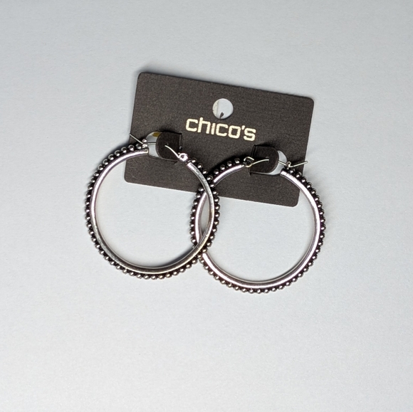 Chico's Beaded Texture Hoop Earrings - Picture 2 of 2